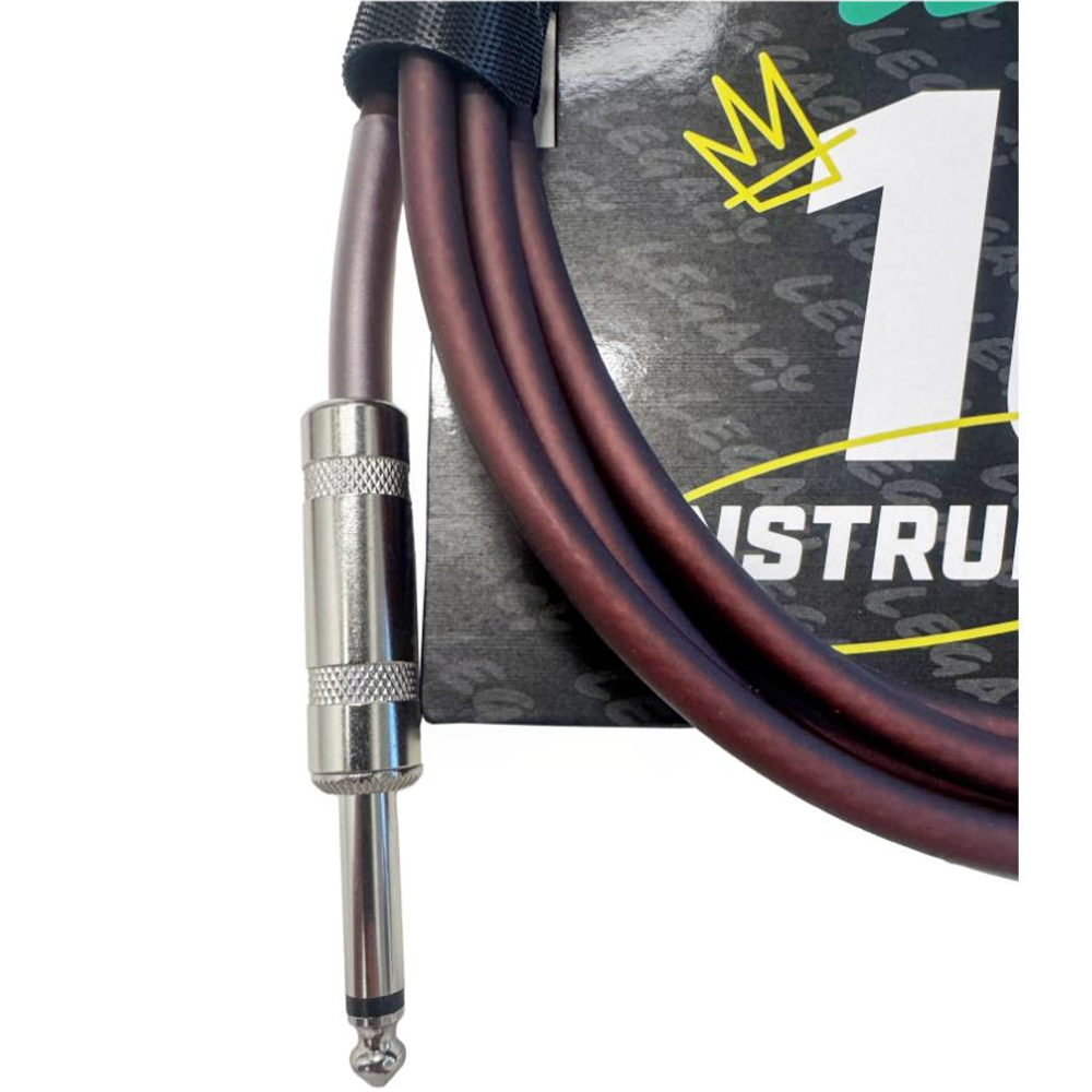 Legacy 6m Straight to Straight Guitar Cable, Chrome Connectors in Coffee Colour