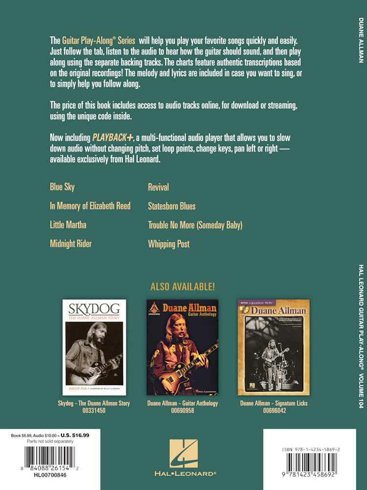 Duane Allman Guitar Playalong Volume 104 BK/CD