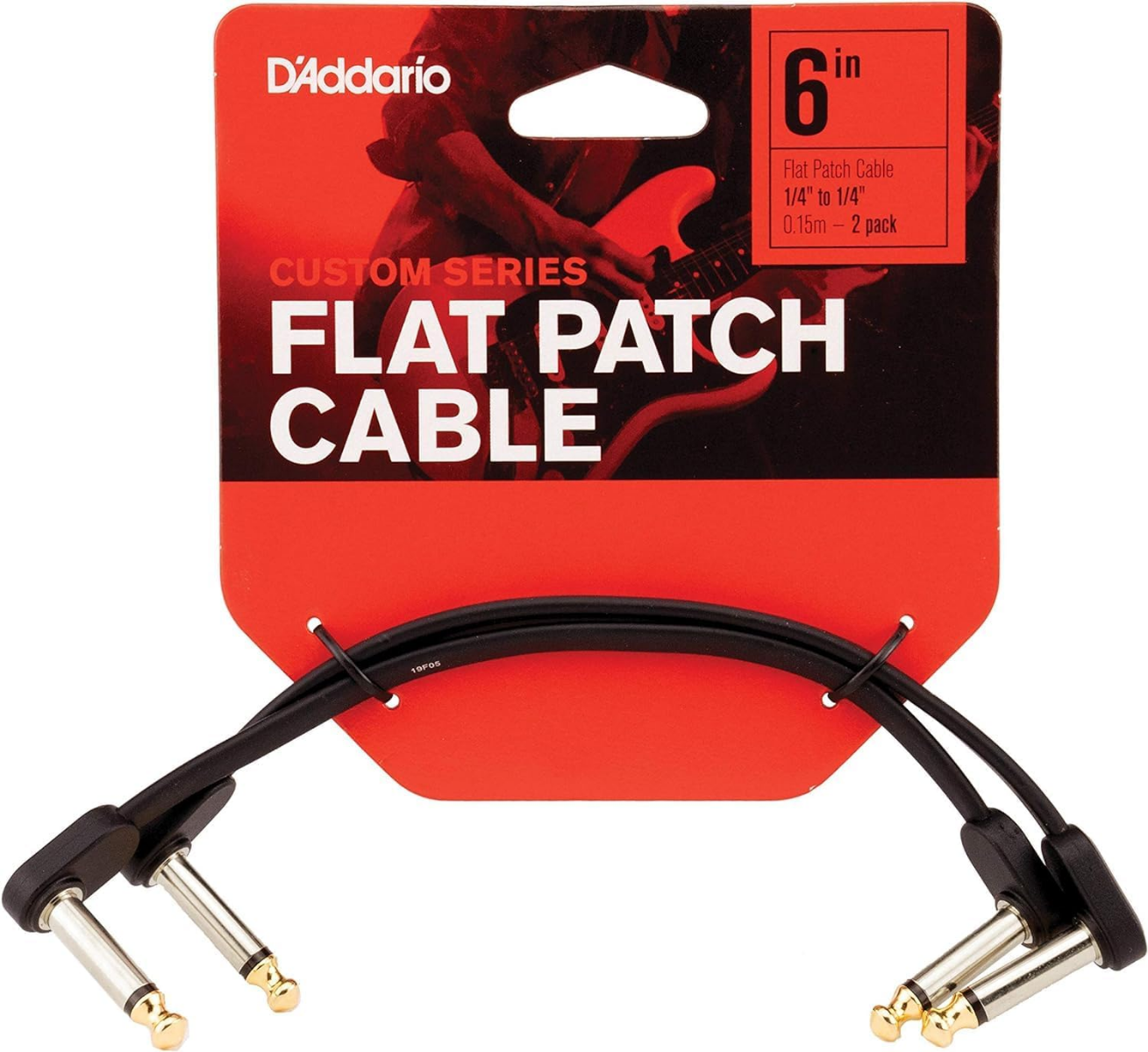 D'Addario 6" Matching Right-Angle Flat Patch Cable 2 Pack