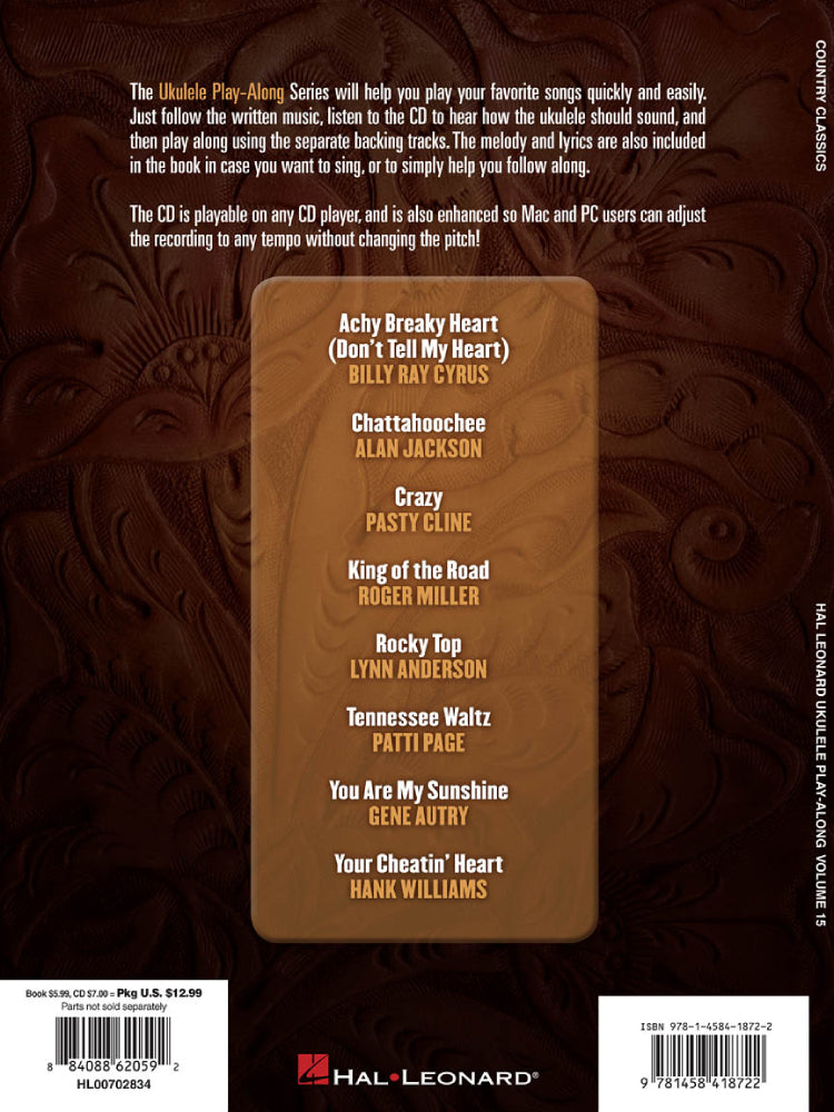 Country Classics Ukulele Play Along Volume 15 Bk/Cd