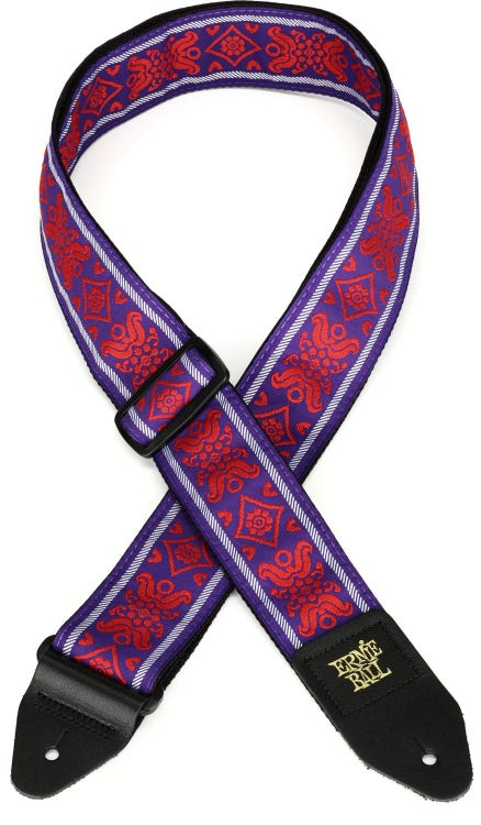 Ernie Ball Classis Jacquard Guitar Or Bass Strap in Royal Flush Red