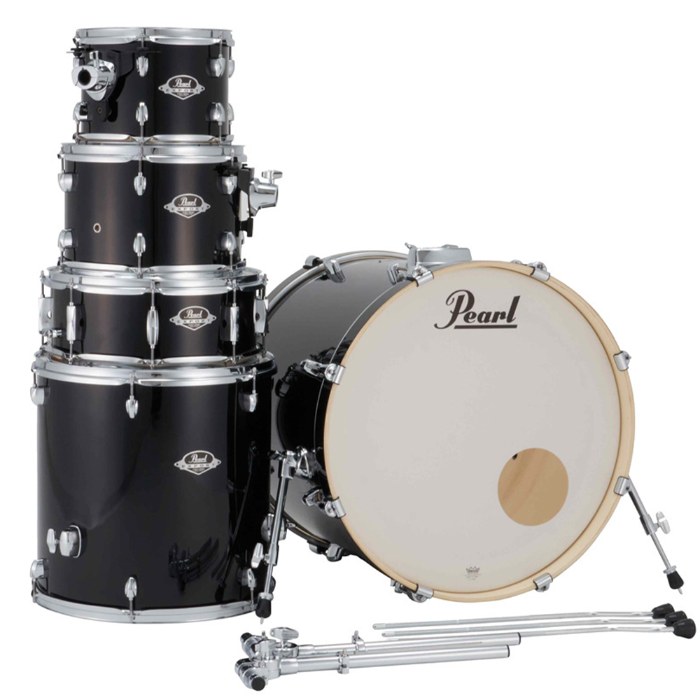 Pearl Export Plus 5-Piece Fusion Plus Drum Kit with Cymbal Pack in Jet Black