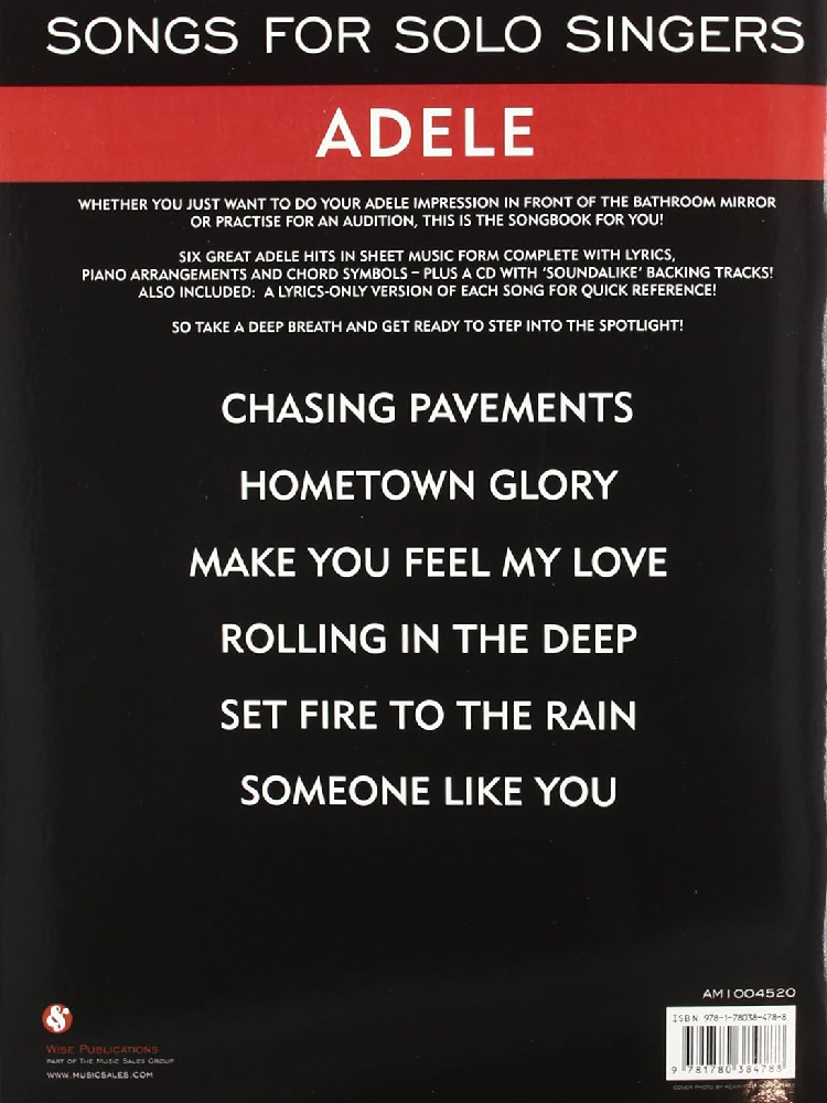 Songs for Solo Singers Adele BK/CD