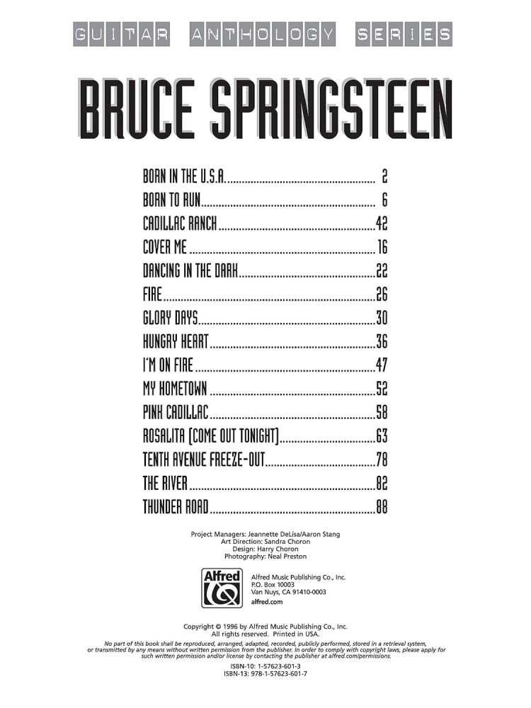 Bruce Springsteen Guitar Anthology Series Guitar Tab