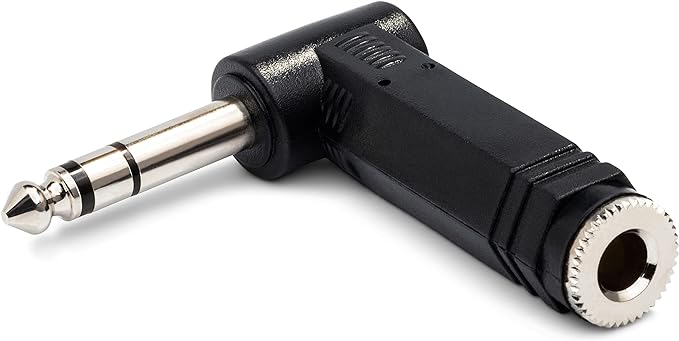 Hosa Right Angle Adapter 1/4 Inch TRS to Same in Black