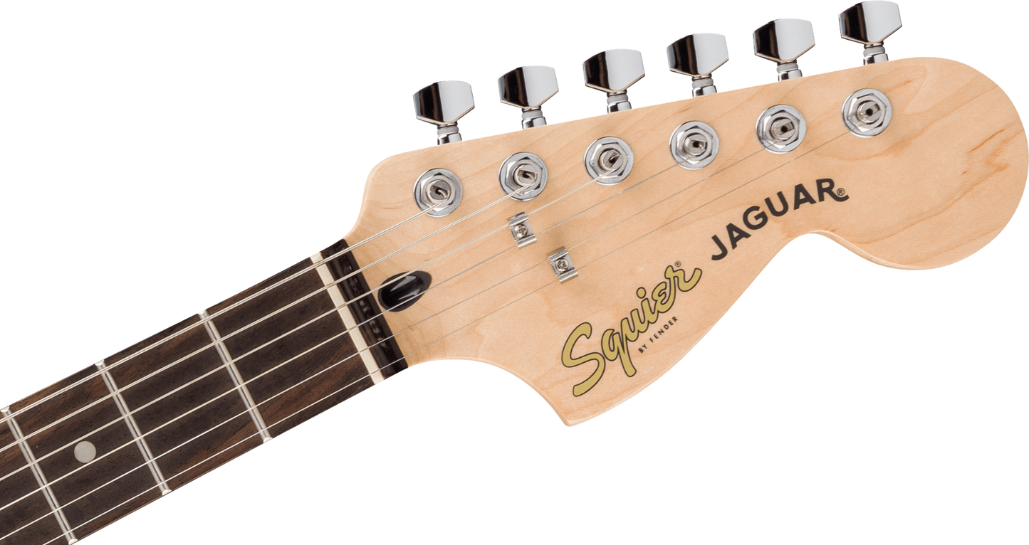 Squier FSR Affinity Series Jaguar, Laurel Fingerboard, White Pickguard in Mystic Surf Green