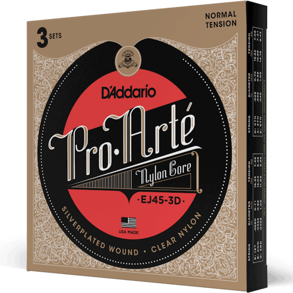 D'Addario EJ45 3D Pro Arte Nylon 3 Sets Classical Guitar Strings Normal Tension