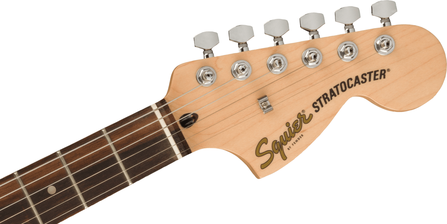 Squier FSR Affinity Series Stratocaster, Laurel Fingerboard, White Pearloid Pickguard in Surf Green