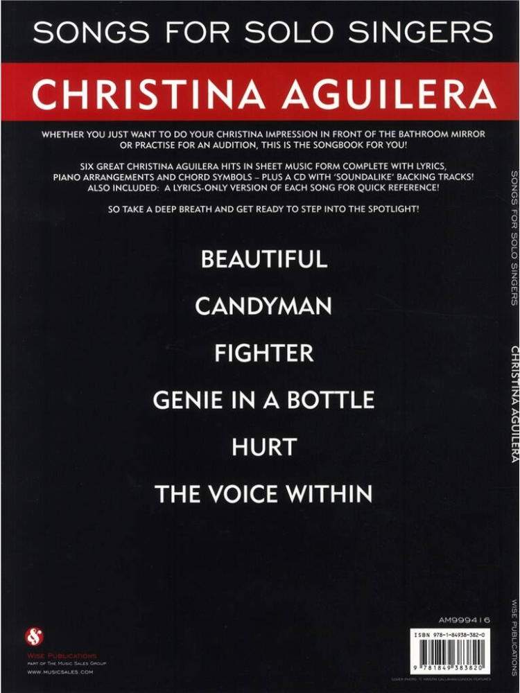 Songs for Solo Singers Christina Aguilera BK/CD