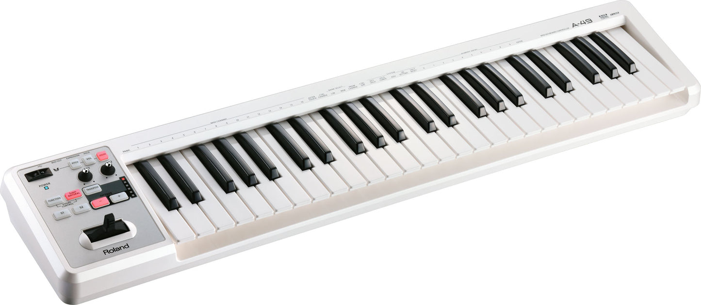 Roland A49 MIDI Keyboard Controller in Pearl White