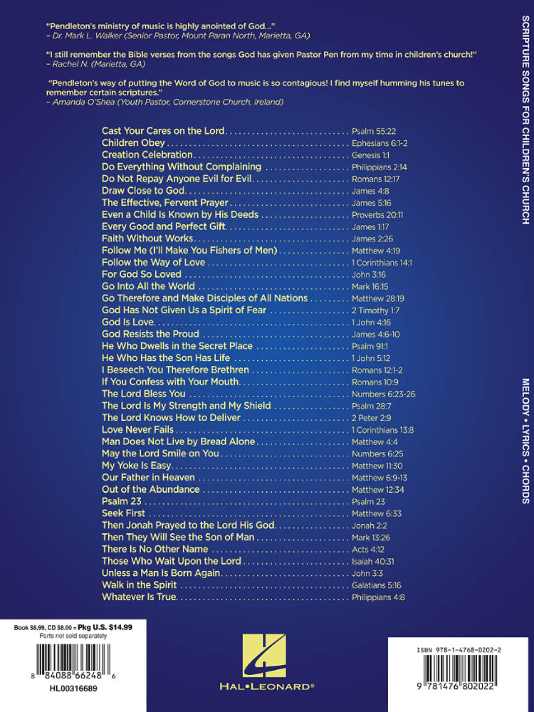 Scripture Songs for Children's Church BK/CD