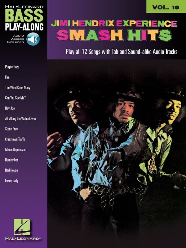 Jimi Hendrix Smash Hits Bass Play Along Volume 10 Book & OLA