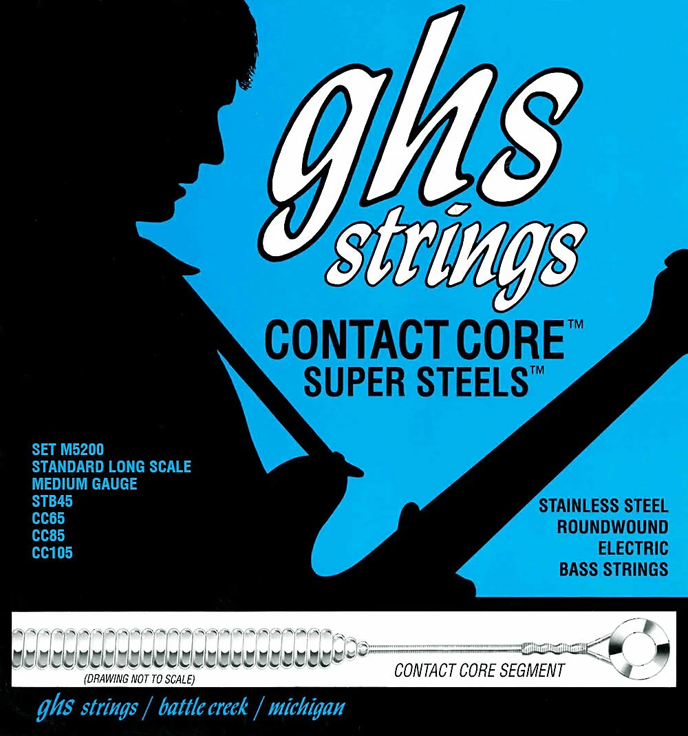 GHS M5200 Contact Core Super Steel Bass Guitar Strings 45-105 Gauge