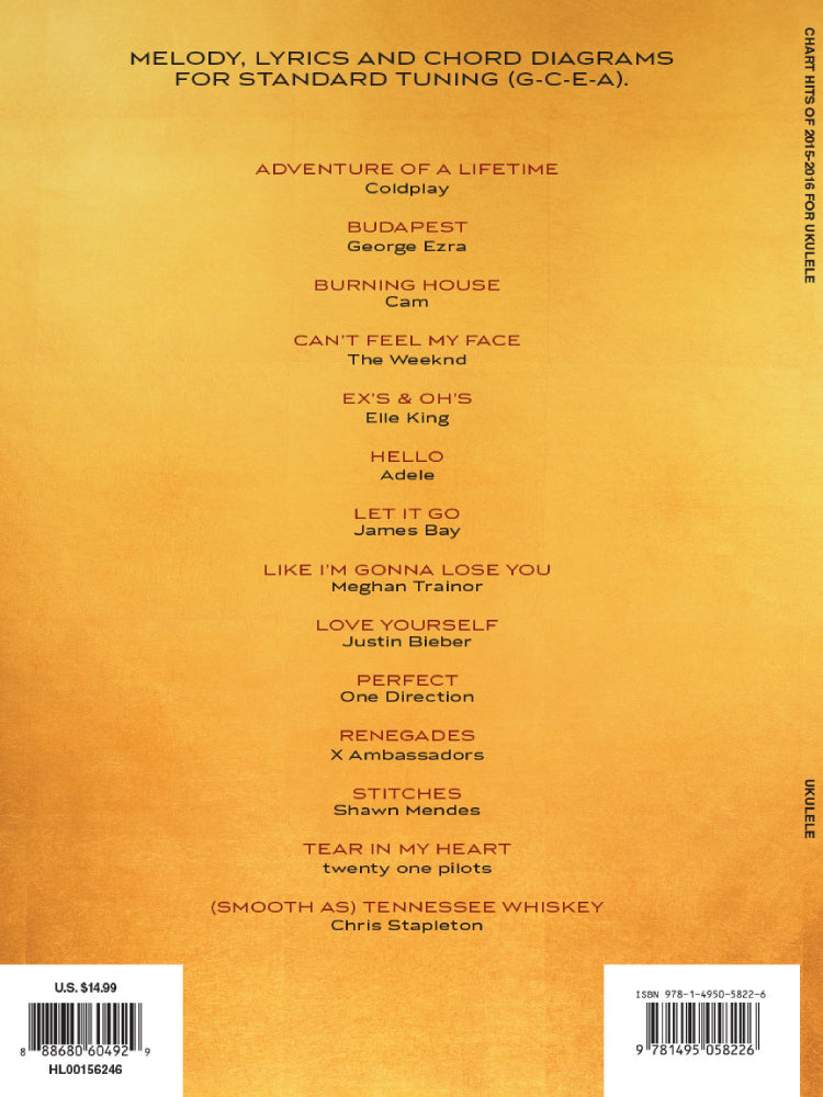 Chart Hits of 2015-2016 for Ukulele