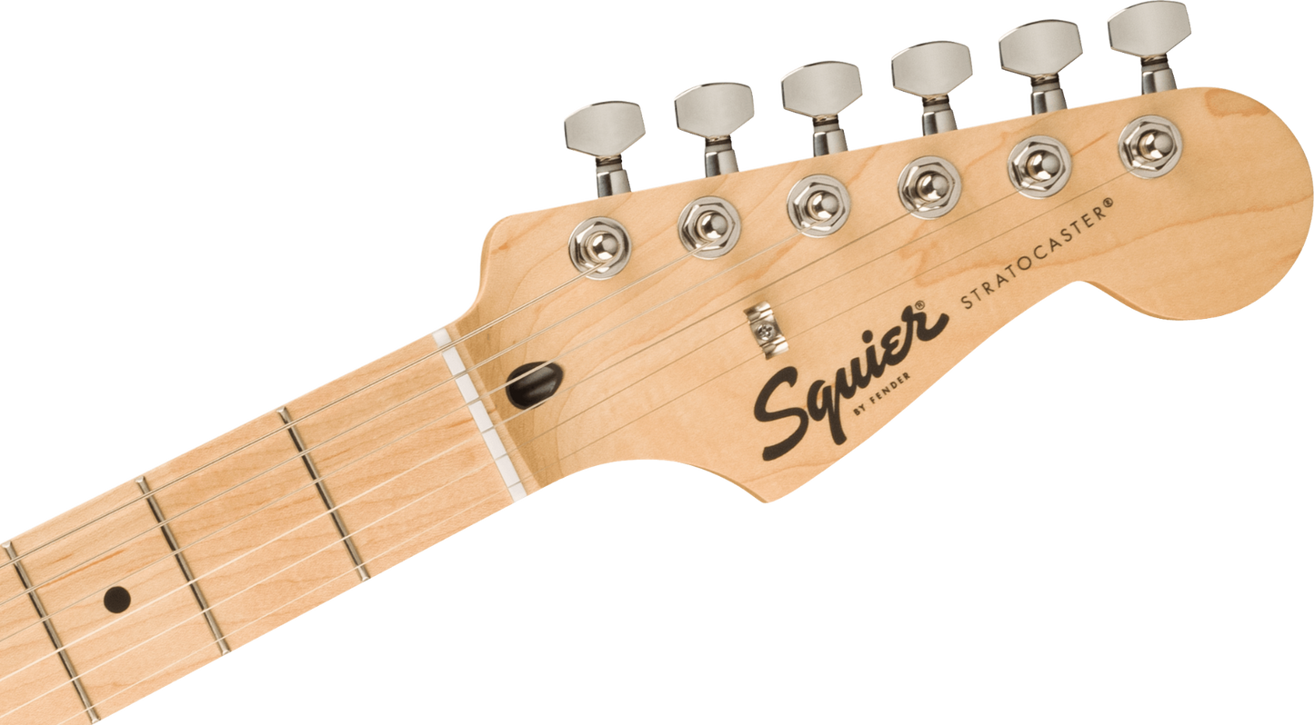 Squier FSR Squier Sonic Stratocaster HSS, Maple Fingerboard, White Pickguard in Sonic Gray