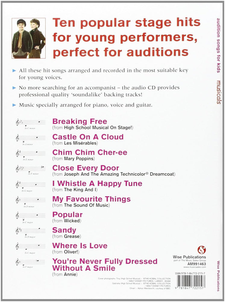 Audition Songs for Kids Musicals BK/CD
