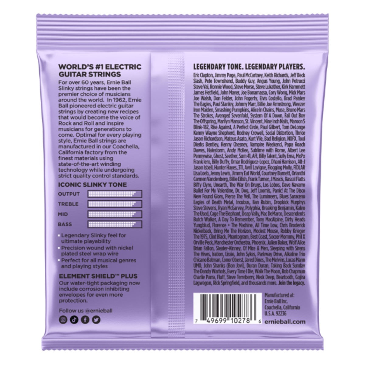 Ernie Ball Ultra Slinky Nickel Wound Electric Guitar Strings 10-48 Gauge