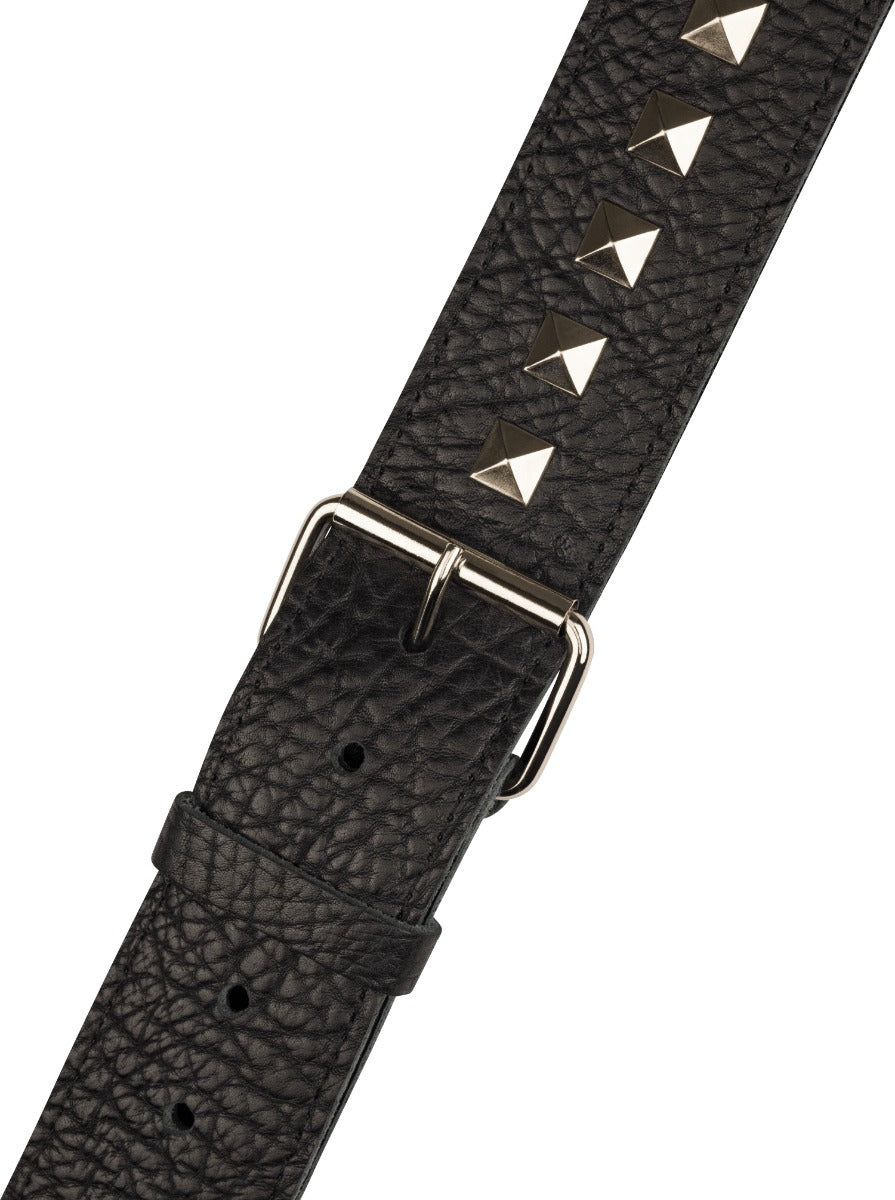 Jackson 2.5" Pyramid Metal Stud Leather Strap in Black