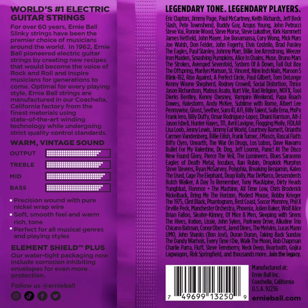 Ernie Ball Power Slinky Classic RnR Pure Nickel Wrap Electric Guitar Strings 3 Pk 11-48 Gauge