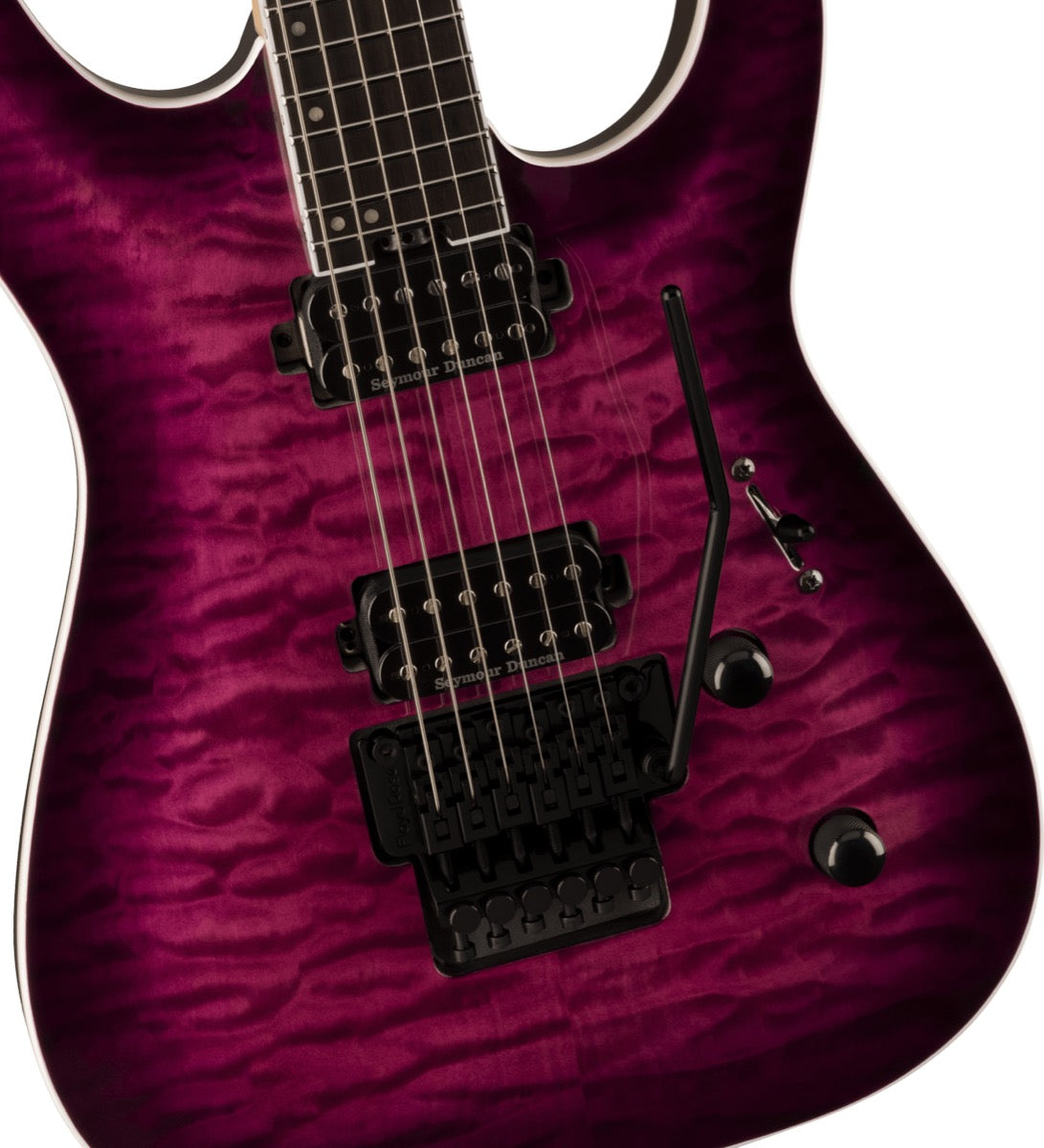 Jackson Pro Plus Series Dinky DKAQ, Ebony Fingerboard in Transparent Purple Burst