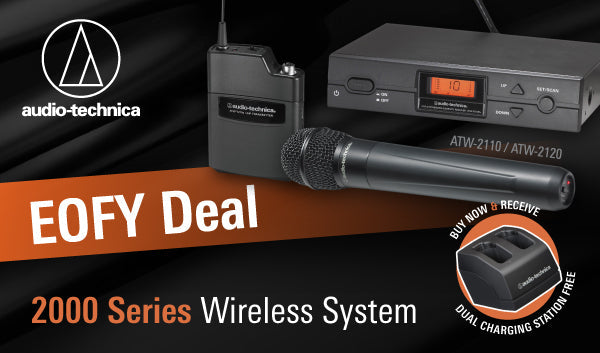 Audio-Technica 2000 Series Wireless System EOFY Deal - Free Dual Charging Station