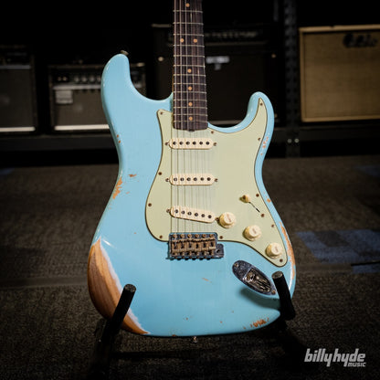 Fender Custom Shop Limited Edition 1964 L-Series Stratocaster Heavy Relic Electric Guitar in Aged Daphne Blue