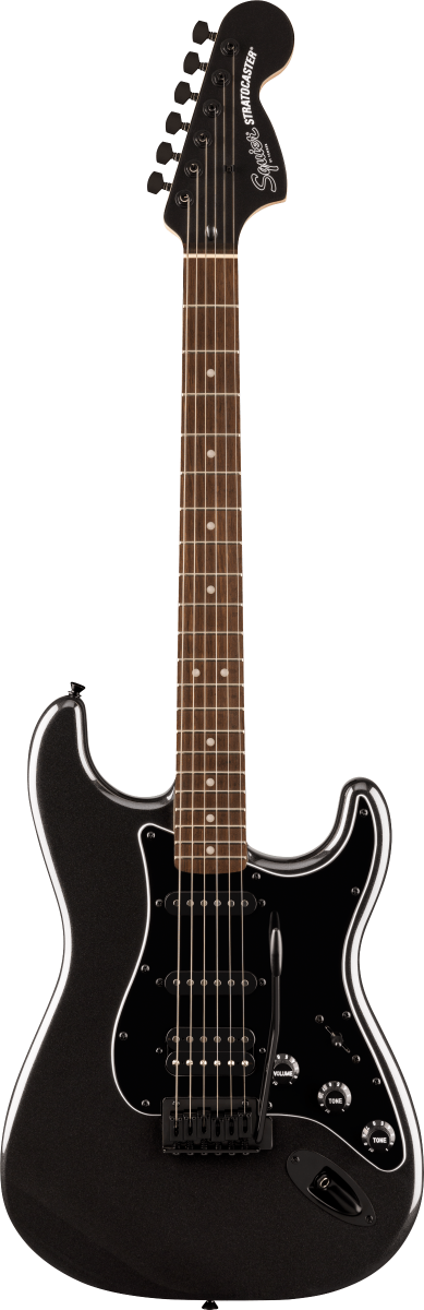Squier FSR Affinity Series Stratocaster HSS, Laurel Fingerboard, Black Pickguard, Black Hardware, Matching Headstock in Metallic Black
