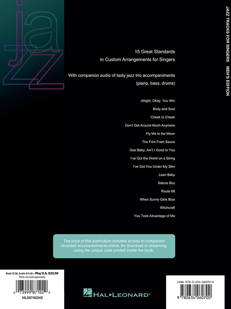Jazz Tracks For Singers Men's Edition BK/CD