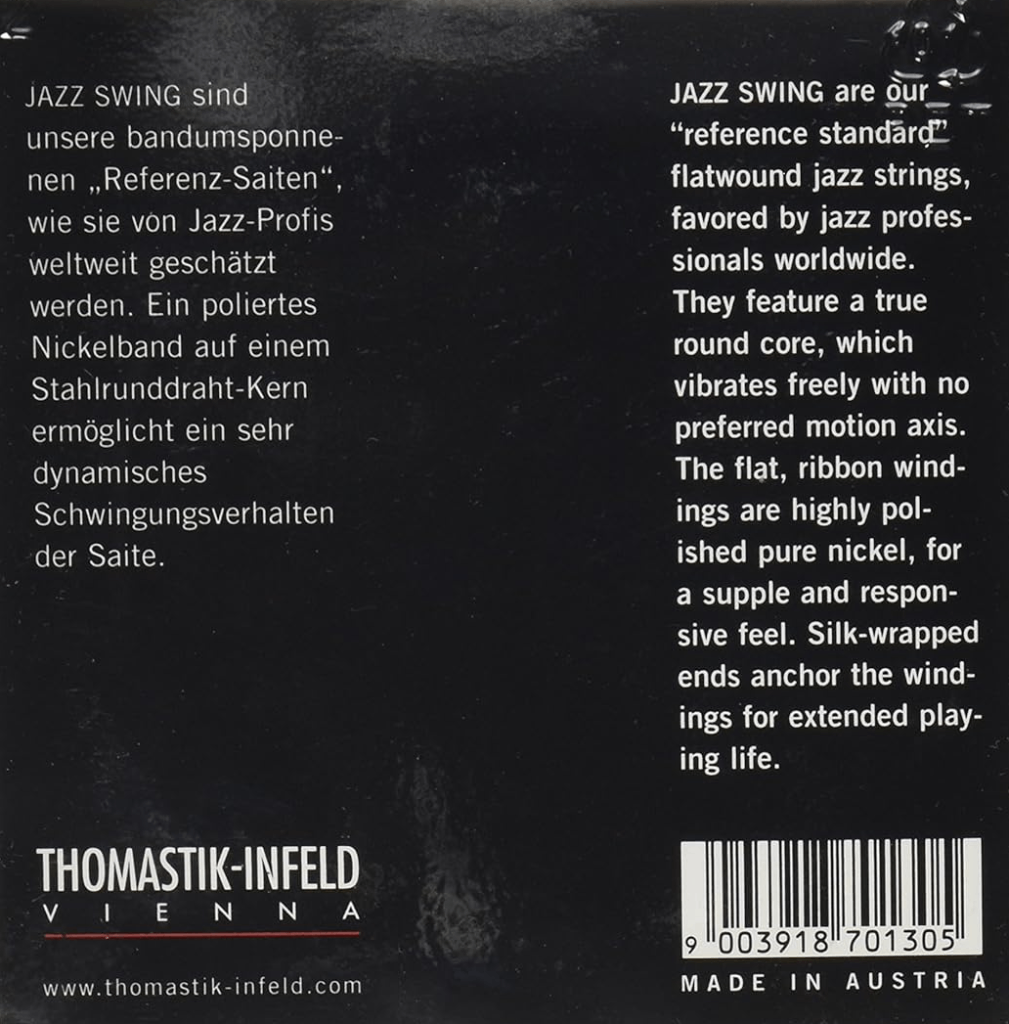 Thomastik Jazz Swing Flatwound Set Medium Light Electric Guitar Strings 12-50 Gauge