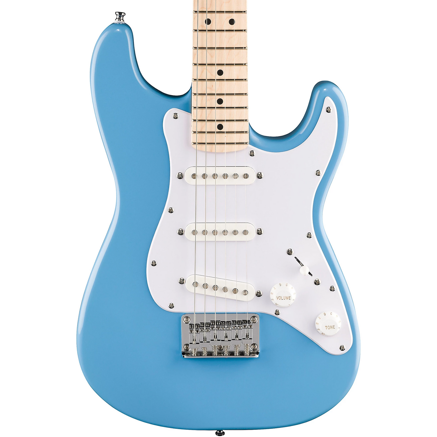 Squier Mini Stratocaster Electric Guitar, Maple Fingerboard in California Blue