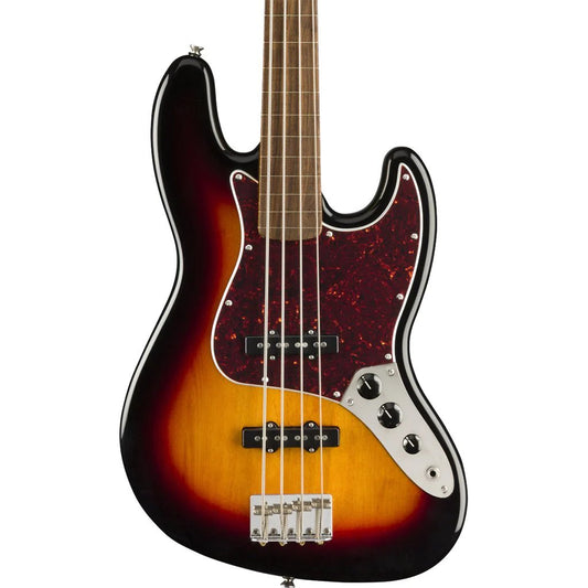 Squier Classic Vibe 60s Fretless Jazz Bass, Indian Laurel Fingerboard  in 3 Colour Sunburst