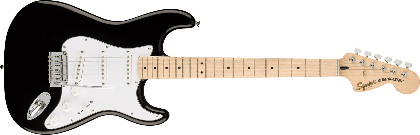 Squier Affinity Series Stratocaster, Maple Fingerboard, White Pickguard in Black