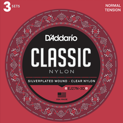 D'Addario EJ27N 3D Student Nylon 3 Sets Classical Guitar Strings Normal Tension