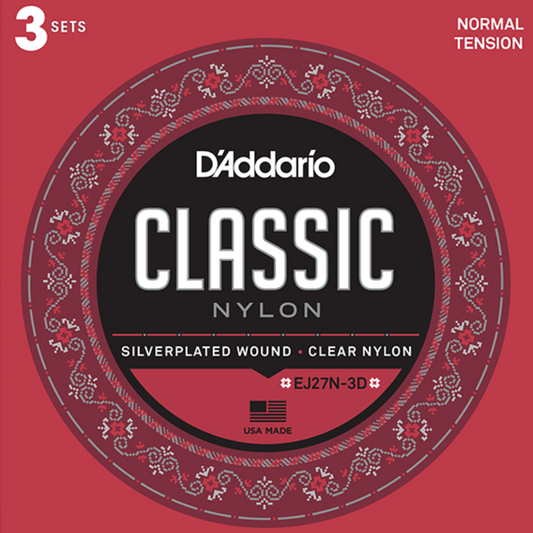 D'Addario EJ27N 3D Student Nylon 3 Sets Classical Guitar Strings Normal Tension