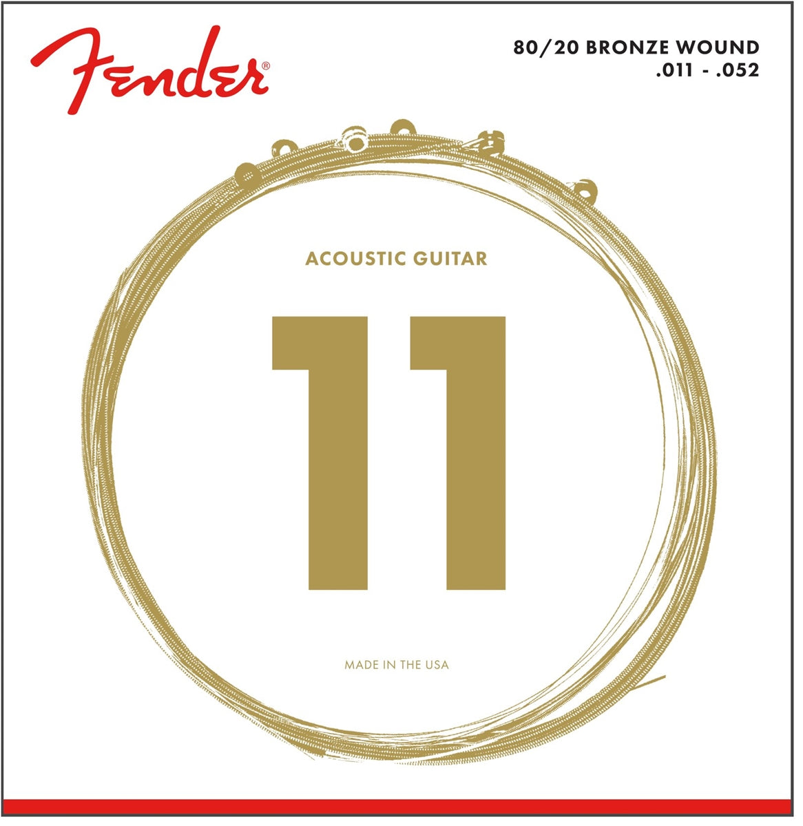 Fender 70CL 80/20 Bronze Acoustic Guitar Strings Custom Light 11-52 Gauge