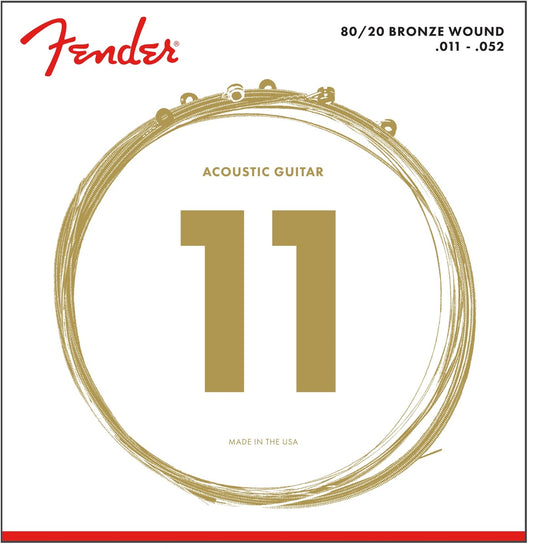 Fender 70CL 80/20 Bronze Acoustic Guitar Strings Custom Light 11-52 Gauge