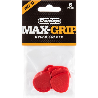 Dunlop Nylon Jazz III Guitar Pick 6 Pack in Red