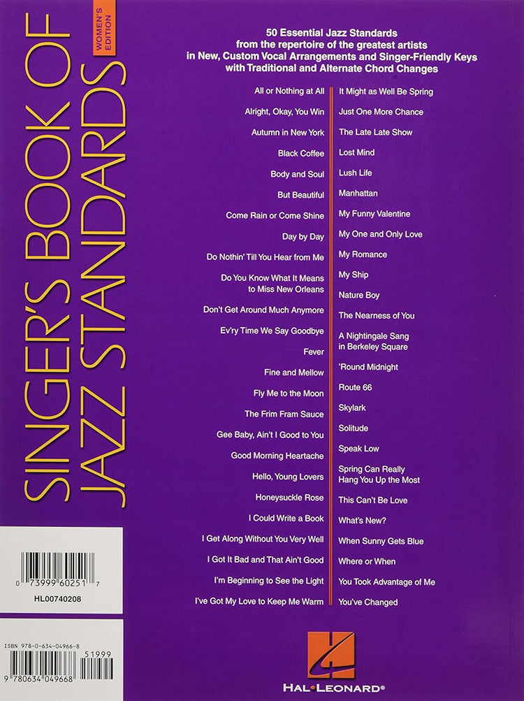 Singer's Book Of Jazz Standards Women's Edition