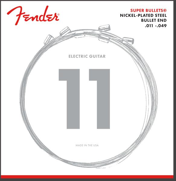 Fender Super Bullet Strings, Nickel Plated Steel, Bullet End, 3250M Gauges .011-.049