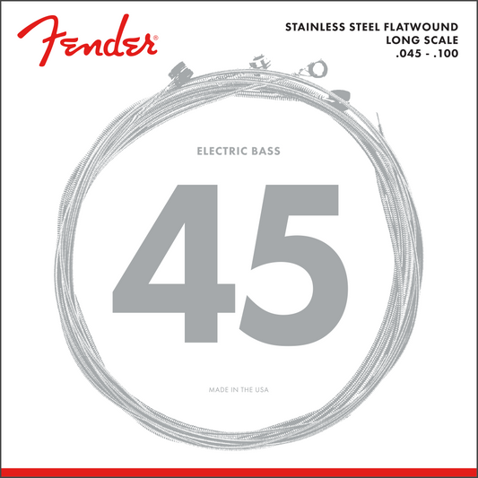 Fender Stainless 9050s Bass Strings Stainless Steel Flatwound 9050L .045-.100 Gauges