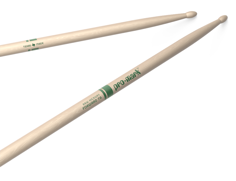 Promark Forward 7A Raw Hickory Wood Tip Natural Drumsticks