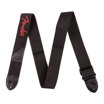 Fender 2" Polyester Logo Straps in Black with Red Logo