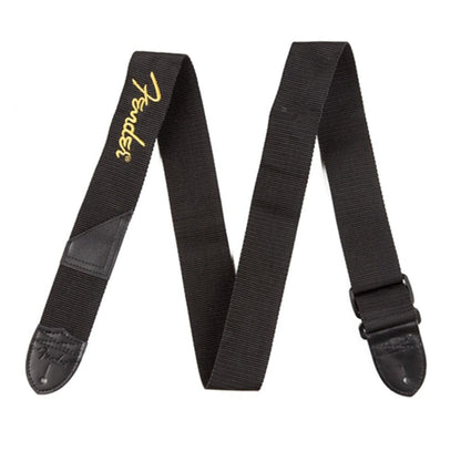 Fender 2" Polyester Logo Straps in Black with Yellow Logo