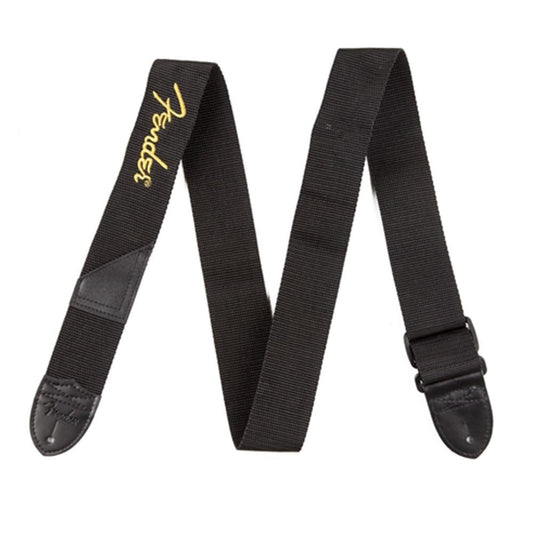 Fender 2" Polyester Logo Straps in Black with Yellow Logo