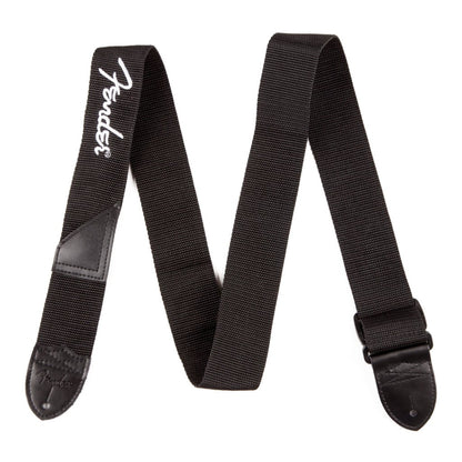 Fender 2" Polyester Logo Straps in Black with White Logo