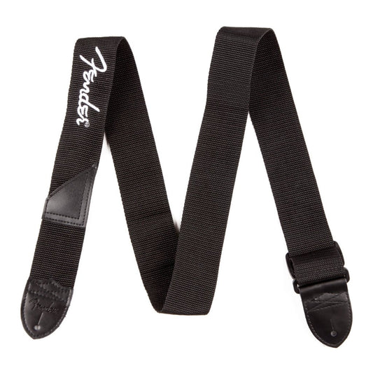 Fender 2" Polyester Logo Straps in Black with White Logo