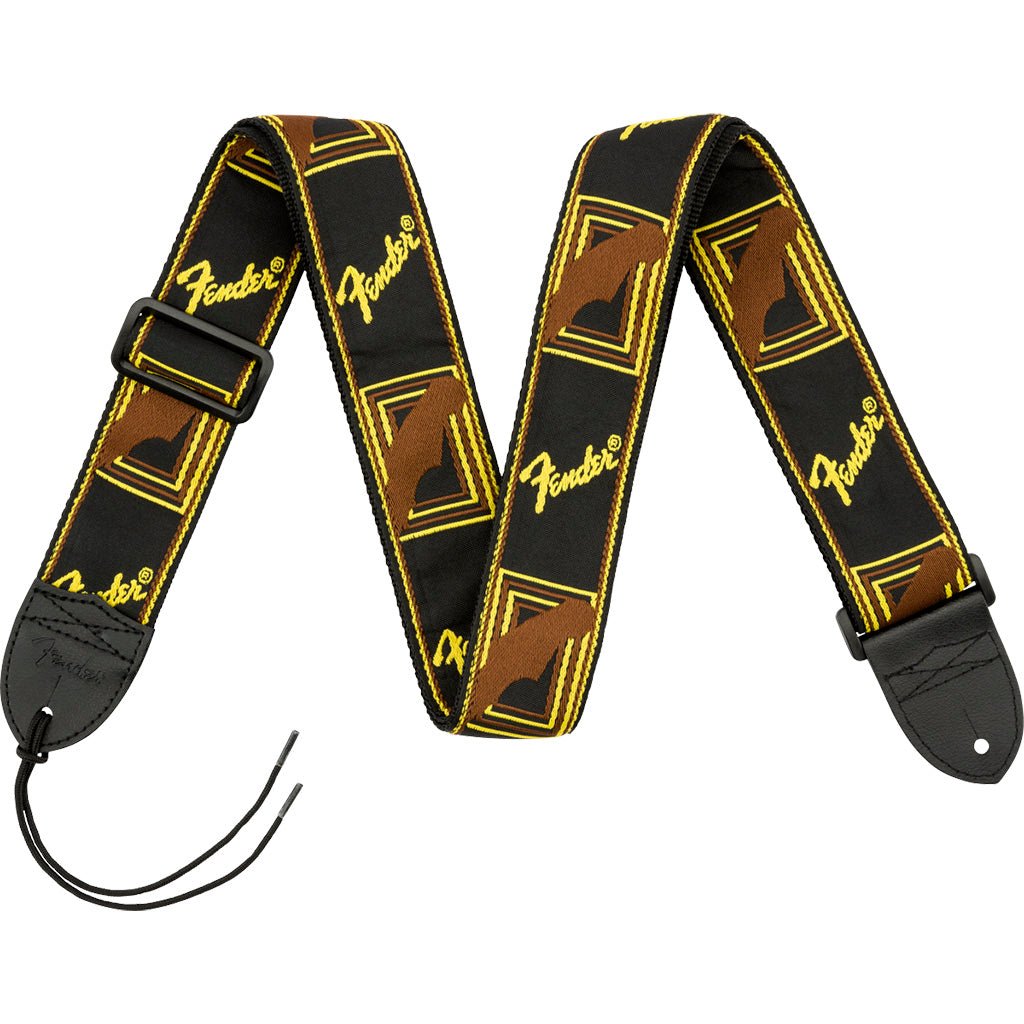 Fender 2" Monogrammed Straps in Black & Yellow & Brown