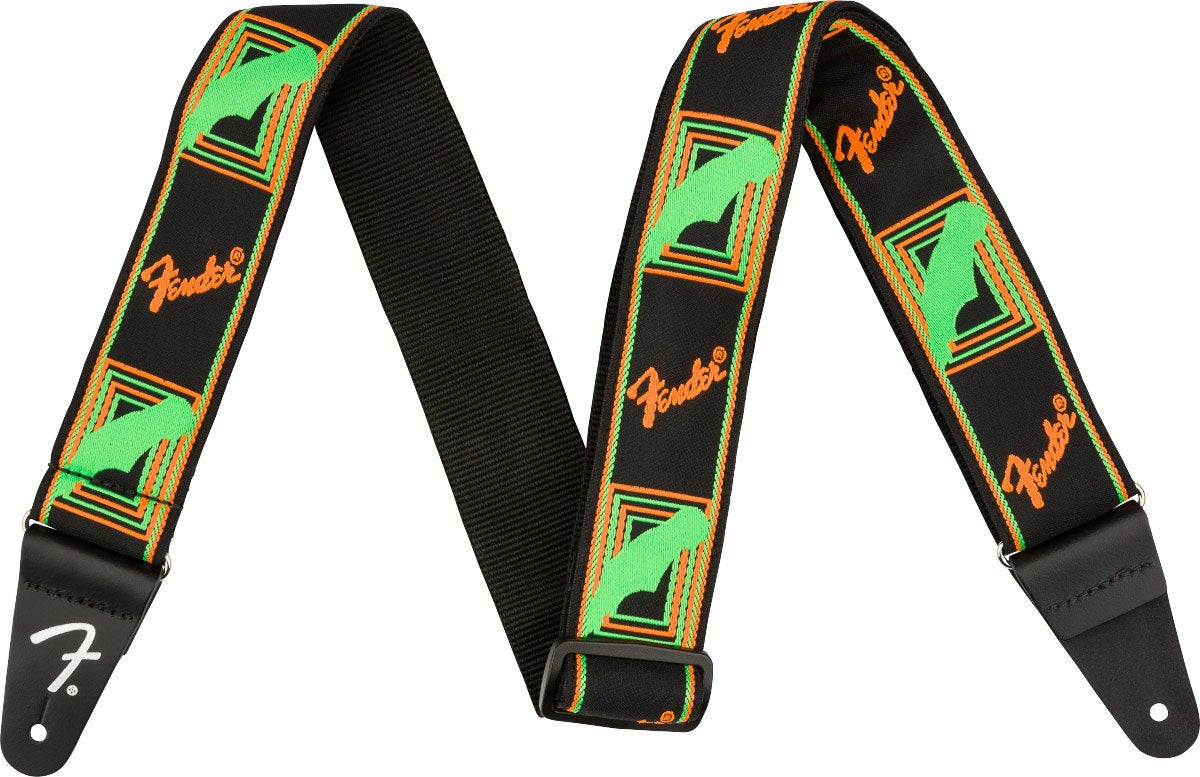 Fender Neon Monogrammed Strap in Green And Orange