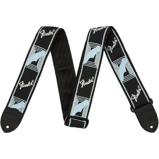 Fender 2" Monogrammed Straps in Black & Light Grey & Blue