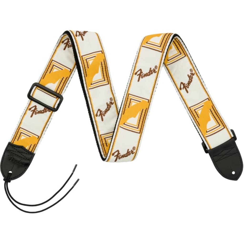 Fender 2" Monogrammed Straps in White & Brown & Yellow